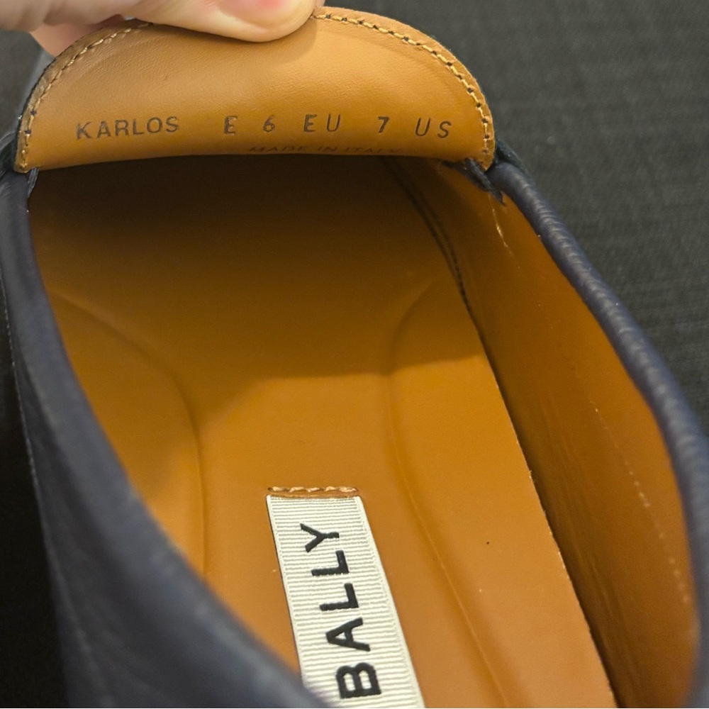 Bally Men's Navy Leather Loafers - Picture 4 of 6